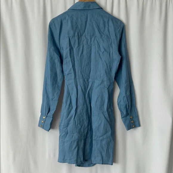 Veronica Beard Sky Blue Linen Long Sleeve Shirt Dress **Size 6** 🌸🌸 - Picture 2 of 6